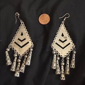Silver Geometric Dangle Earrings